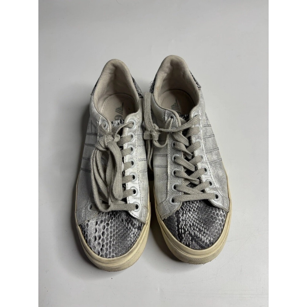 Gola Orchid II Womens 6 37 Silver Metallic Faux Calf Hair Cheetah Print Sneakers